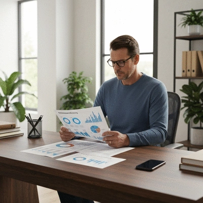 Person reviewing financial documents, representing retirement planning