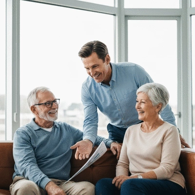 Financial advisor explaining retirement income planning to a couple