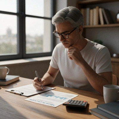 Person reviewing Medicare and healthcare cost documents