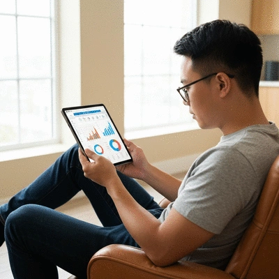Person reviewing financial documents on a tablet